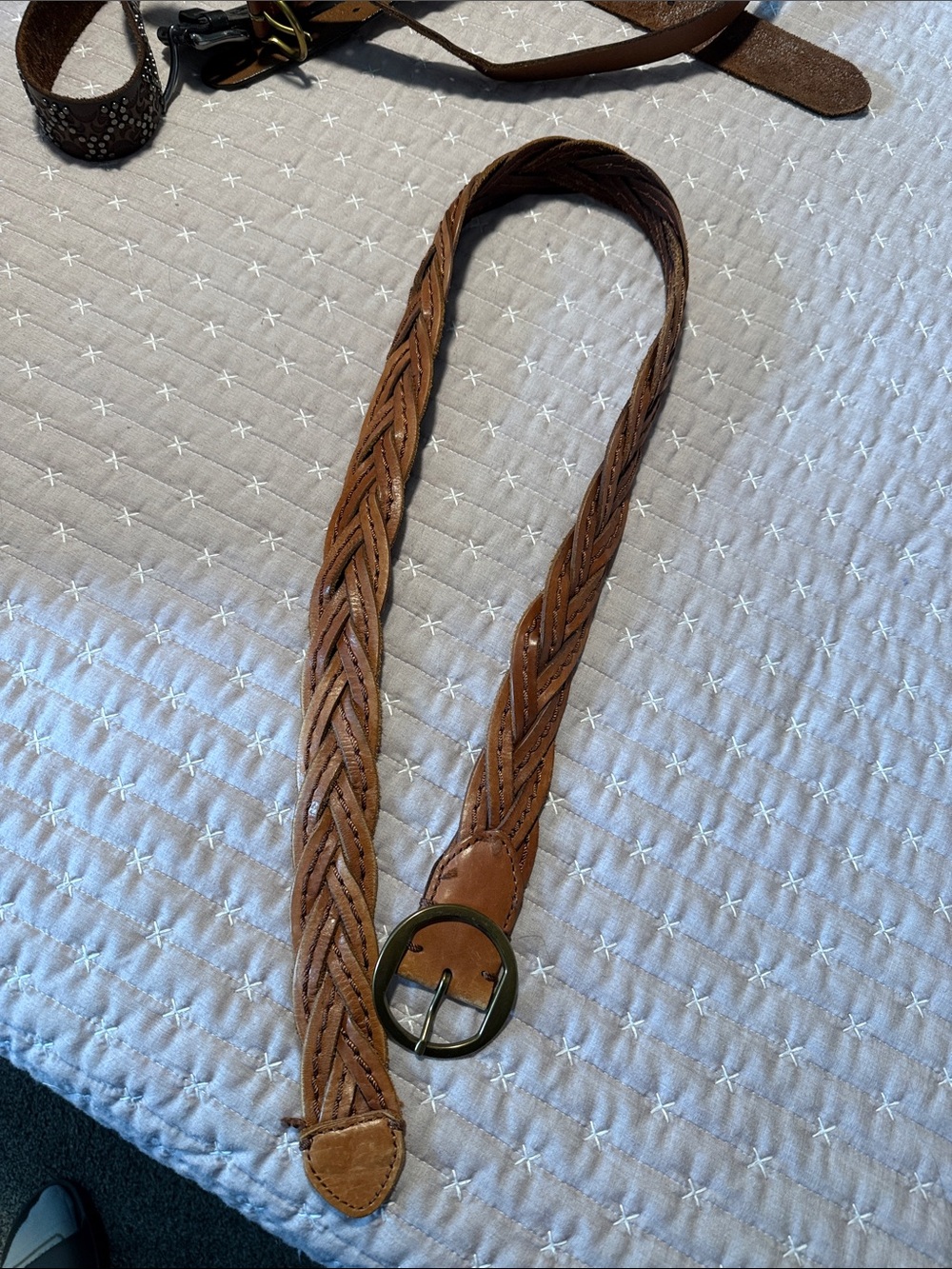 Braided Leather Women's Belt - Brown